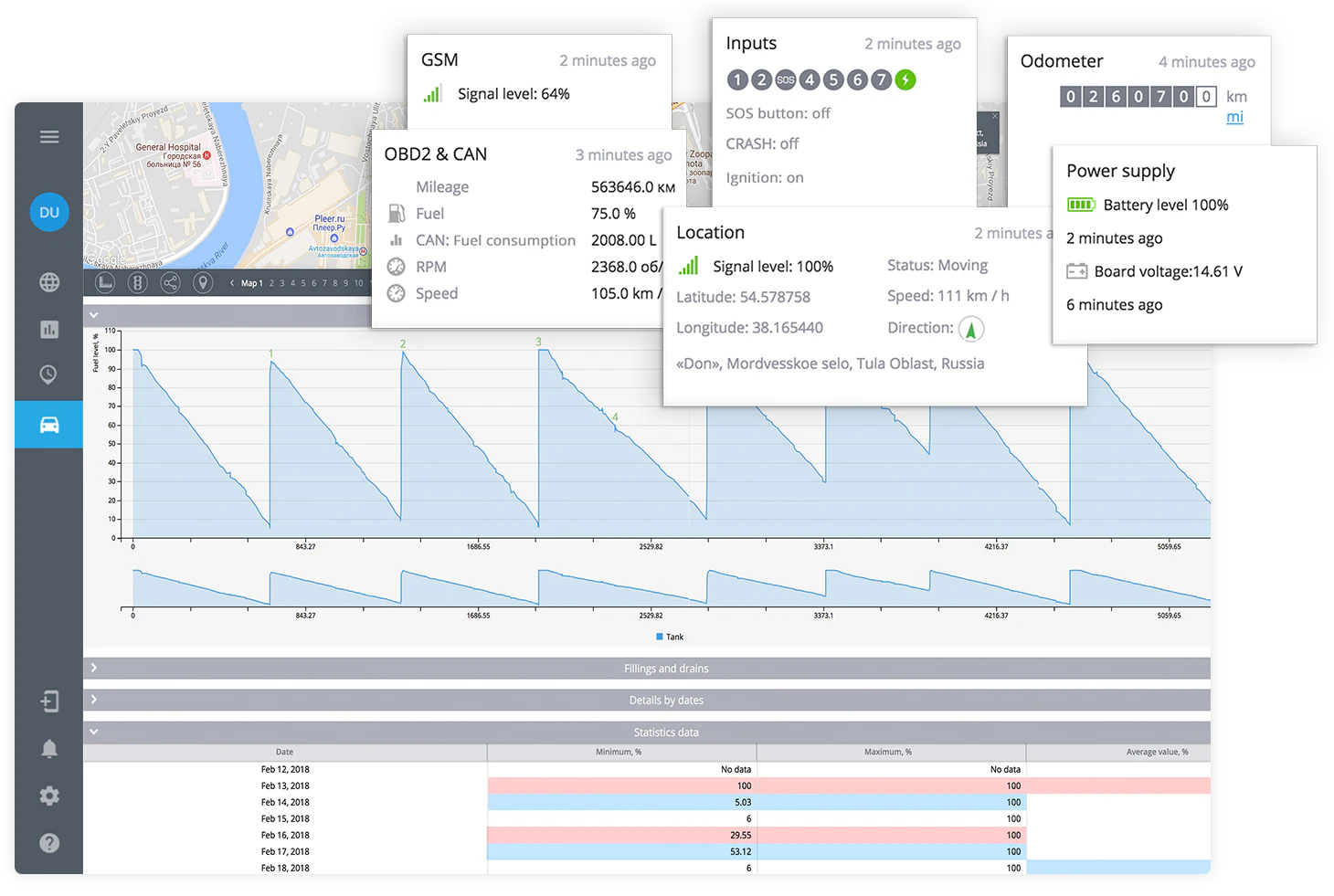 screenshot of Mayika Fleet Management
